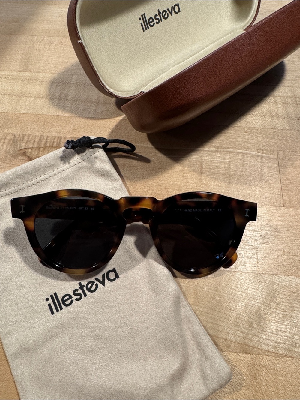 Illesteva Leonard Sunglasses -Tortoiseshell Sunglasses with Dark Brown Lenses